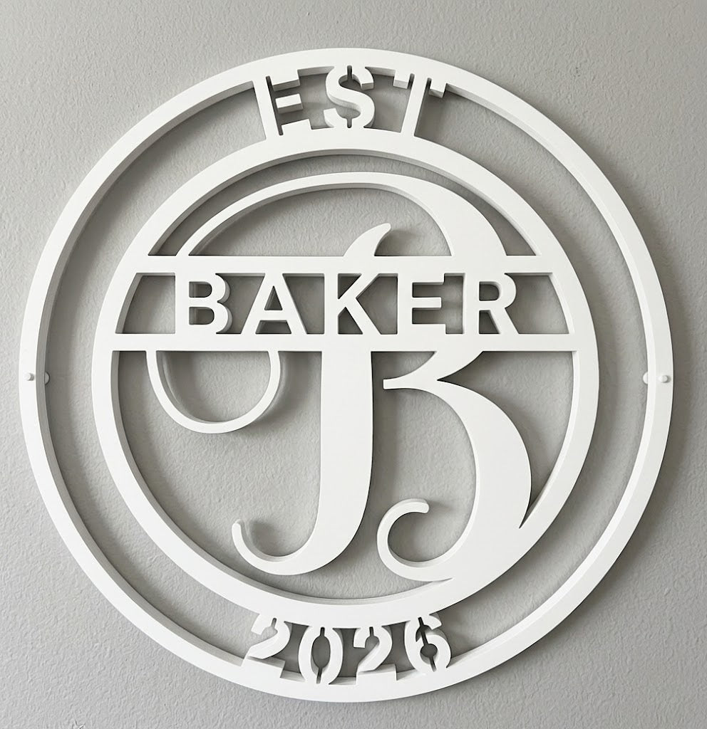 Custom Split-Letter "B" Circle Monogram – Weatherproof PVC Wall & Door Decor