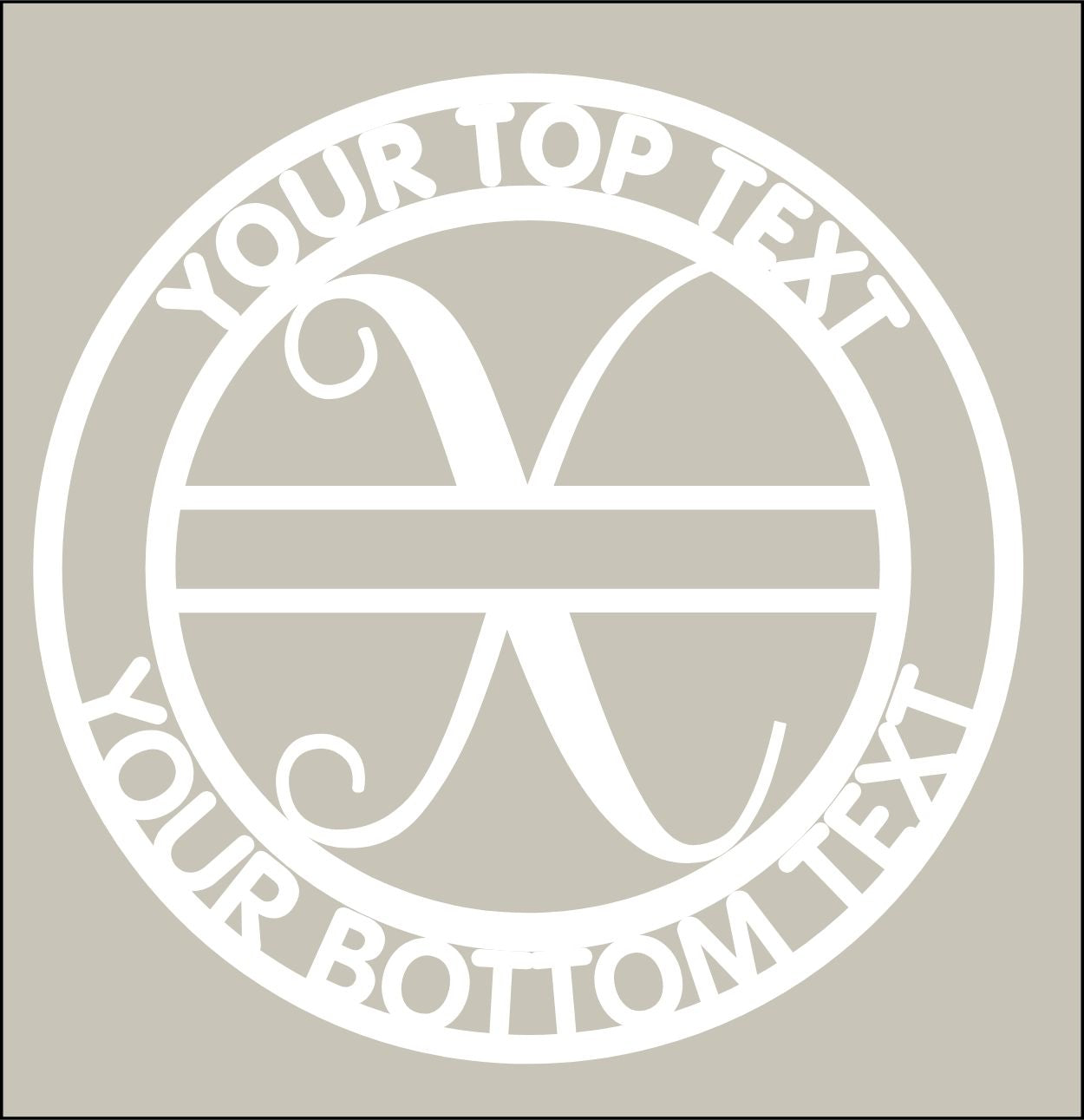 Circular design with customizable text on a beige background