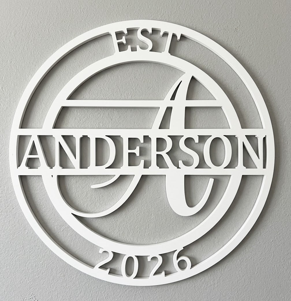 Custom Split-Letter "A" Circle Monogram – Weatherproof PVC Wall & Door Decor