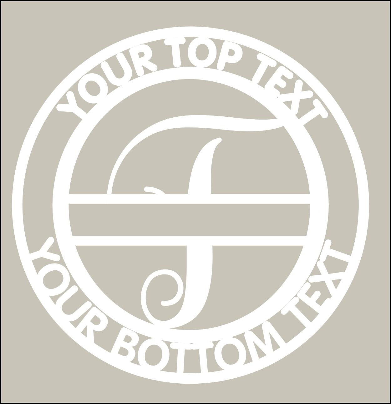 Circular design with customizable text on a beige background