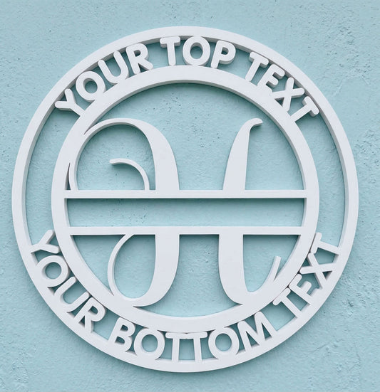 Decorative white PVC wall art with the letter "H" and customizable text on a light blue background