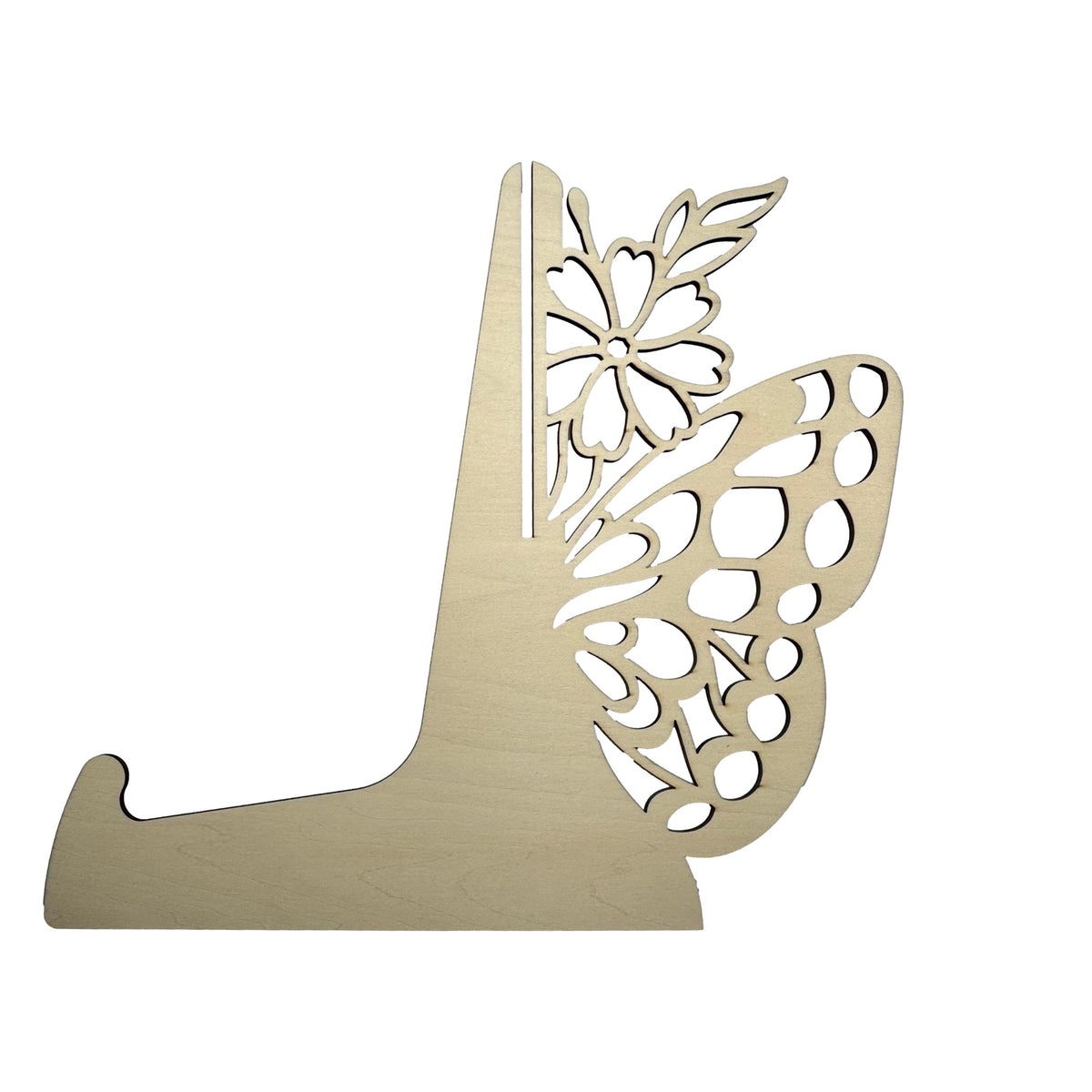 Intricate Butterfly & Floral Laser-Cut Wooden Display Easel – Natural Basswood Decorative Plate and Picture Stand