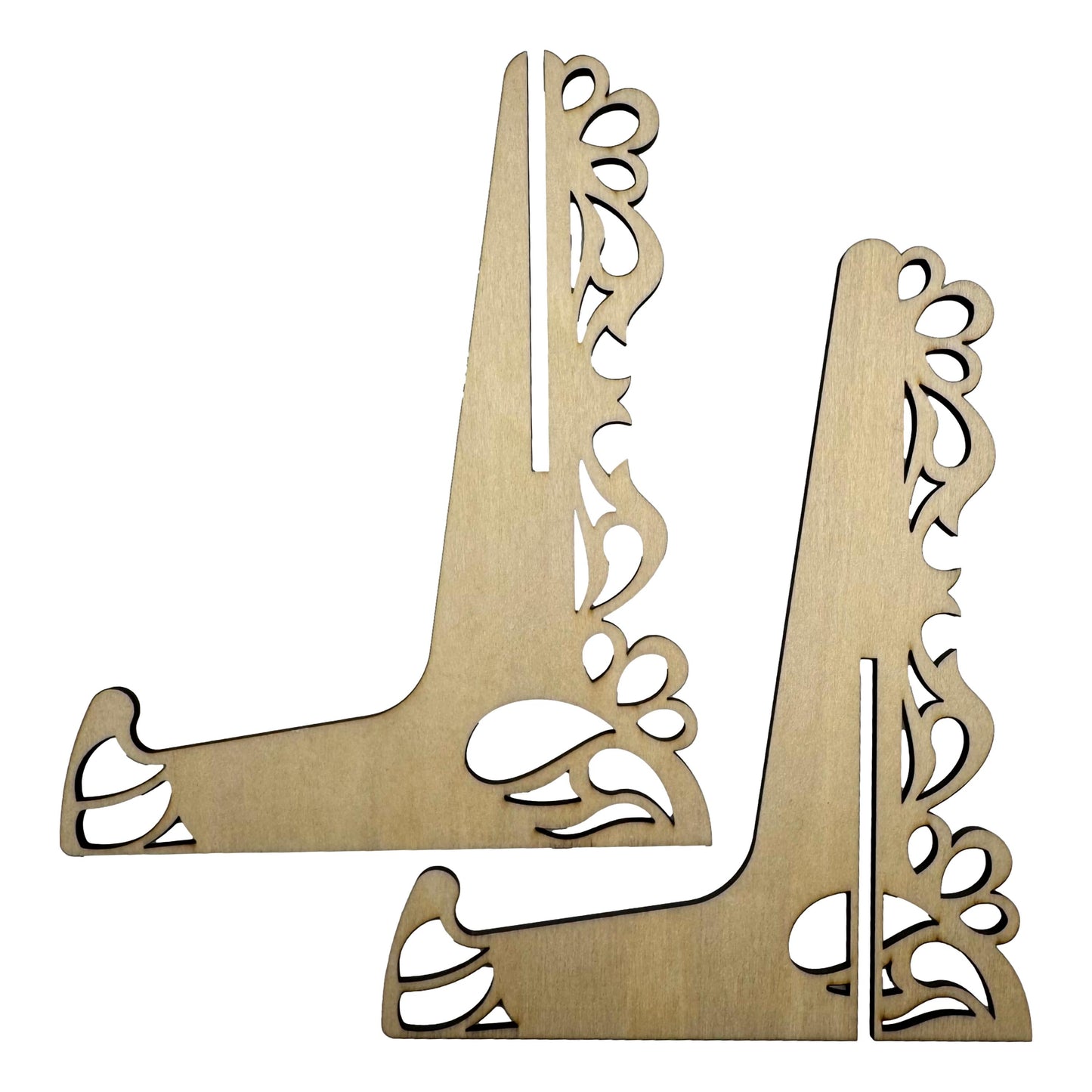 Victorian Flourish Basswood Display Stand – Precision Laser-Cut Tabletop Easel for Frames, Fine China, and Wedding Decor