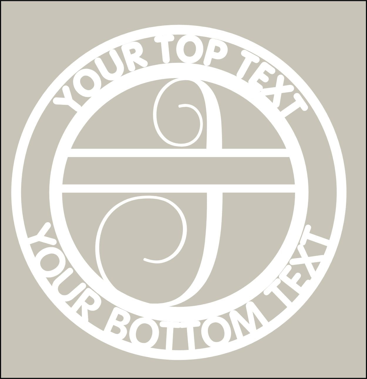 Circular PVCdesign with customizable text on a beige background