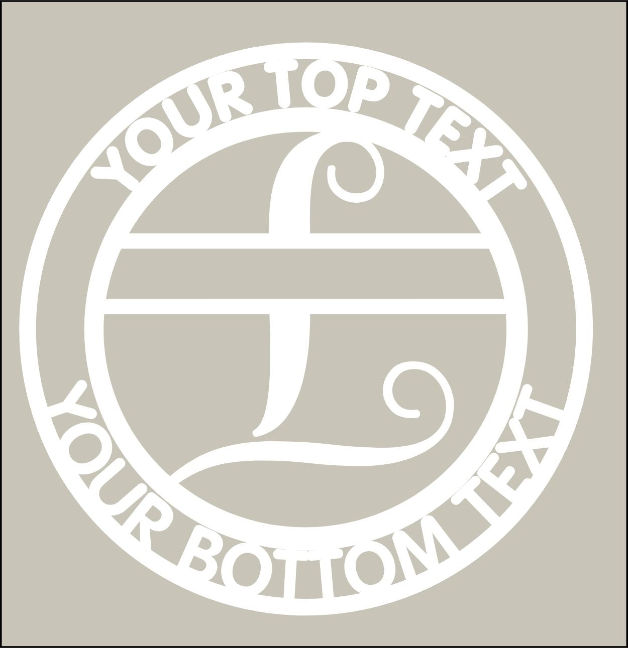 Circular design with customizable text on a beige background