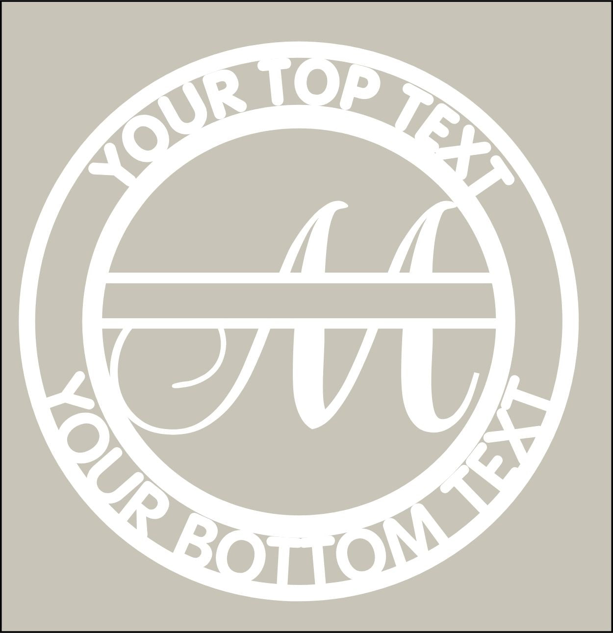 Personalized monogram with customizable text on a beige background