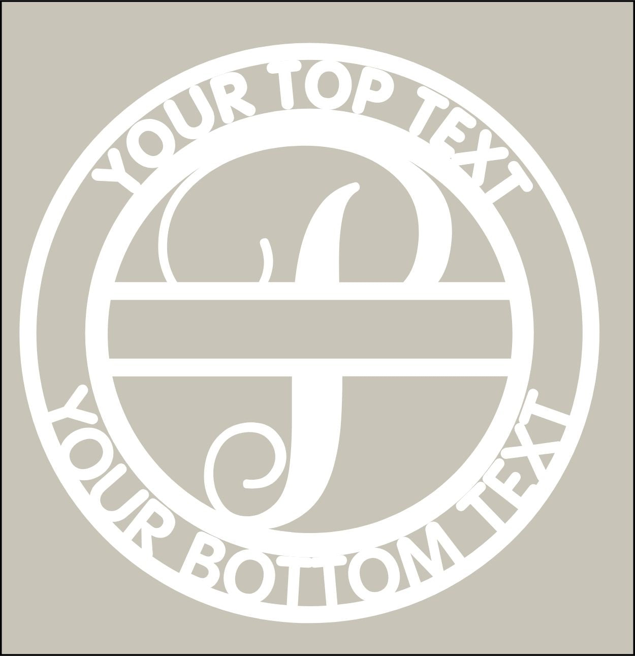 Circular design with customizable text on a beige background