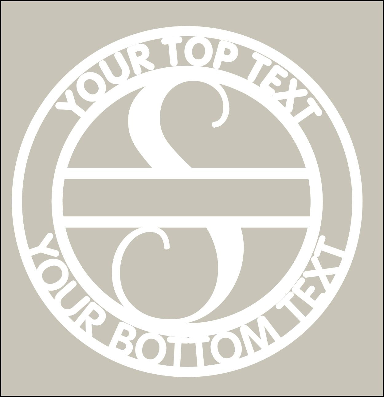Circular design with customizable text on a beige background